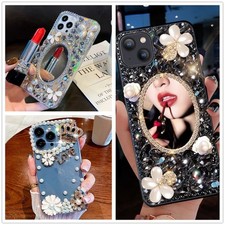 Women Rhinestone 3D Diamonds Bling Glitter Cute Case Girls Back Phone Cover Skin