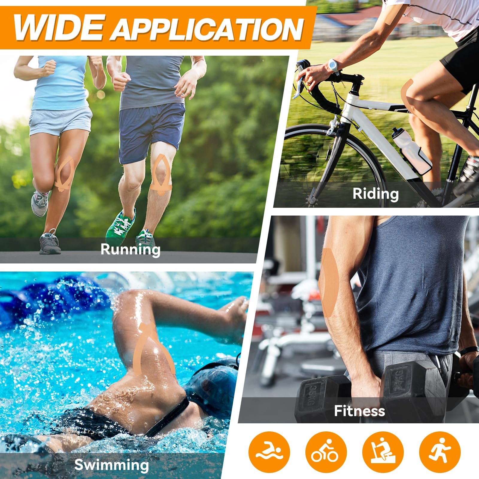 Kinesiology Tape Pre-Cut 2 Rolls, Athletic Tape for Muscle Joints Support and.