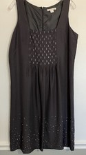 Coldwater Creek Dress Size 14 Sleeveless Sheath Sequin Trim Gray Wedding Office