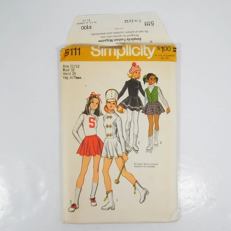 Simplicity 5111 Girls Cheerleader Majorette Skating Pattern Size 11-12 Uncut - Image 3 of 4