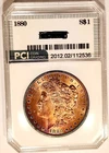 1880-P Tough Date Gem BU ++ Amber Gold Toned Morgan Dollar