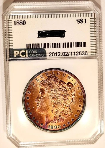 1880-P Tough Date Gem BU ++ Amber Gold Toned Morgan Dollar