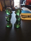 Vintage Fenton Green Glass Kissing  Boy & Girl Figurine 4.5" Tall