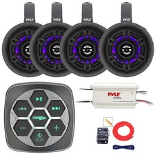 Metra Boat Marine Controller, 4x 4" Wakeboard LED Tower Speakers, Amplifier, Kit