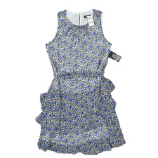 NEW Express Women's Size XXS Fit & Flare Dress Blue Knee Length Casual Polyest