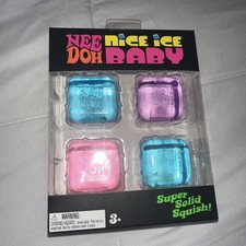 Nee Doh Nice Ice Baby Super Solid Squish Squeeze Toy Set 4 Pack, Multicolor