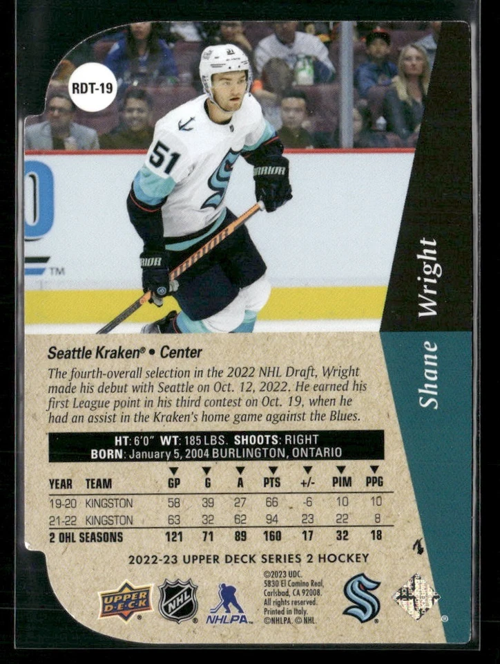 2022-23 Upper Deck - 1994-95 Rookie Tribute Die Cuts Shane Wright #RDT-19 (RC) - Image 2 of 2
