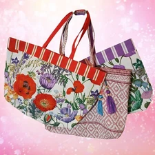 Heavy Duty Decorative Tote Bags, Lot of 3, 19"x13" Great for Shopping Never Used