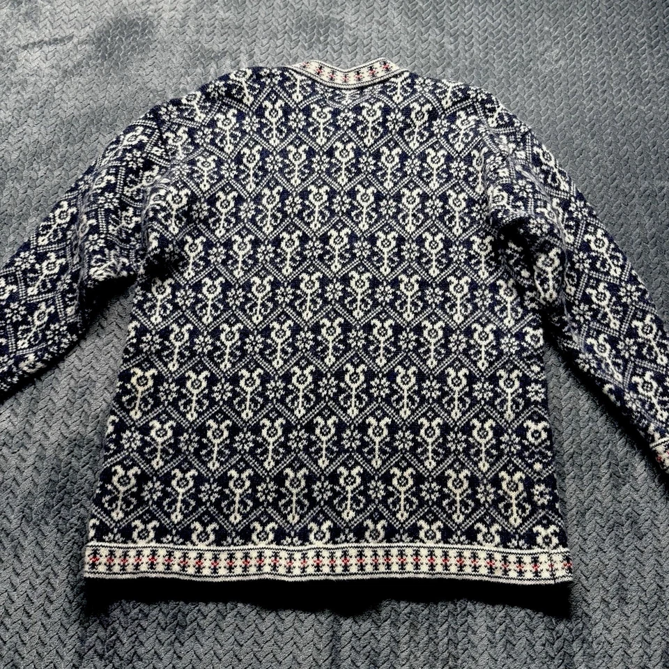 Винтажный шерстяной кардиган Squaw Valley свитер унисекс L синий белый нордический вязаный Fair Isle - Изображение 4 из 4