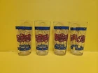 4 Vintage 12 oz Pepsi Cola Stained Glass Tiffany Style Drinking glasses, 1970’s.
