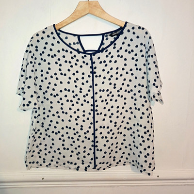 Debenhams Collection Damen Top Blau Größe UK 12 Grau Gepunktet Bluse Popover