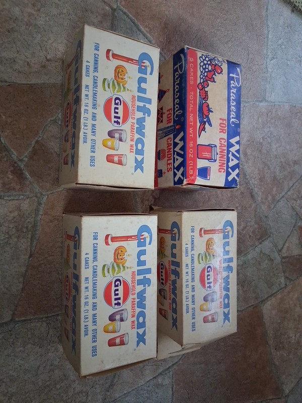 4 Vintage 1LB Boxes Gulfwax Household Paraffin Wax For Canning & Candle Making
