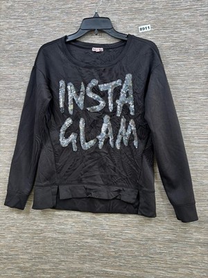 Juicy Couture Insta Glam Sequin Sweatshirt Women s Size S Black Long Sleeve 