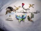 Vintage Birds, Dragonfly, Costume Jewelry Lot of 9 {Missing stones}