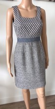 Calvin Klein Sheath Dress Size 2 Blue Polka Dot Sleeveless Knee Length Work