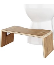Squatty Potty Oslo Teak Folding Toilet Stool Compact, Stylish, Space Saving