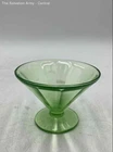 Set Of 4 Vintage Federal Green Decorative Depression Sundae Sherbert Glass