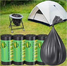 120 Portable Camping Toilet Bags, 8 Gallon Emergency Camp Potty Poop black 