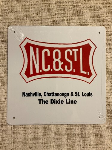 Insegna in metallo treno ferroviario N.C.&St.L., Nashville, Chattanooga, St.Louis nuova 8"x 8" - Foto 2 di 3