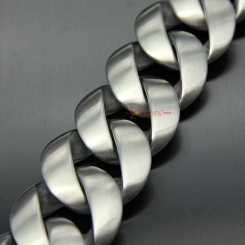 Bracciale Uomo Catena Cubana Super Enorme 31mm Argento Spazzola Acciaio Inox 9,4"(L) - Foto 10 di 12