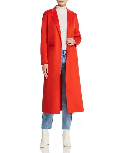 $865 MAJE "Galaxia" red double faced long coat - wool blend - sz FR 38 / US M