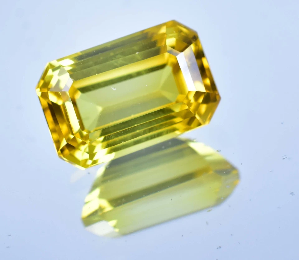 17.80 CT Natürlich Ceylon Gelb Saphir Makellos Smaragd Schliff Zertifiziert - Bild 4 von 4