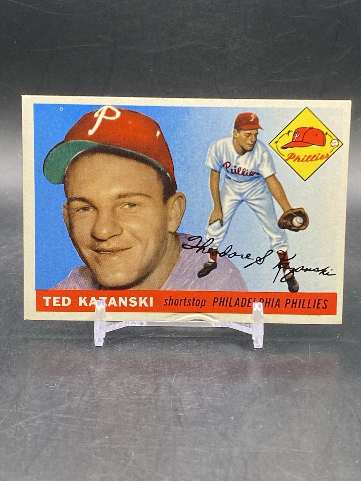 1955 Topps #46 Ted Kazanski Philadelphia Phillies Vintage Baseball Card VTG