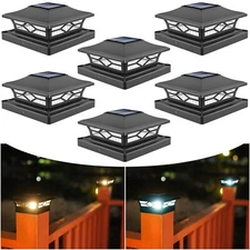 2/4/6 Pack Solar Post Deck Cap Lights Outdoor Garden Fence Landscape Lamp Vinyl