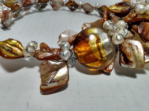 Artisan Handmade Cluster Pearls Beads Layered Statement Necklace With Bracelet - Picture 14 of 20
