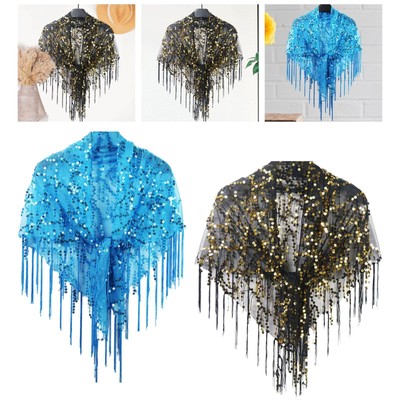 Châle Cape Pailleté Avec Glands Et Perles Pour Femme – Maille élastique Rouge – Pour Soirée, Mariage, Sortie