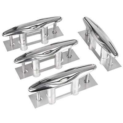 NovelBee 4pcs Boat Pull Up Flush Mount Cleats,Marine Dock Deck Cleat,316 Stainle