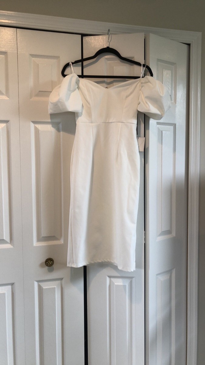 Puff Sleeve Dress Lulus White Bodycon Dress Lulus Dresses Lulus White Puff  Sleeve Cut Out Bodycon