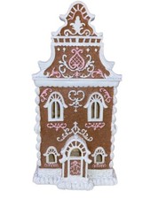 Christmas Brown PINK Victorian 14" Lighted Hand Painted Gingerbread House NEW