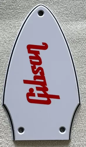 Custom For Gibson Flying V Truss Rod Cover Red"logo"Guitar Pickguard White