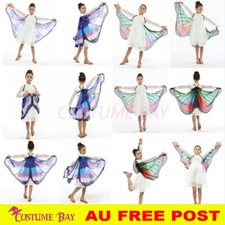 Kids Girls Butterfly Wings Cape Princess Scarf Fairy Wrap Cloak Shawl Book Week
