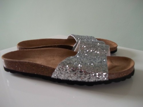 BONPRIX COLLECTION SCHÖNE SILBER GLITZER SLIDER GR EU 41  - Bild 2 von 6