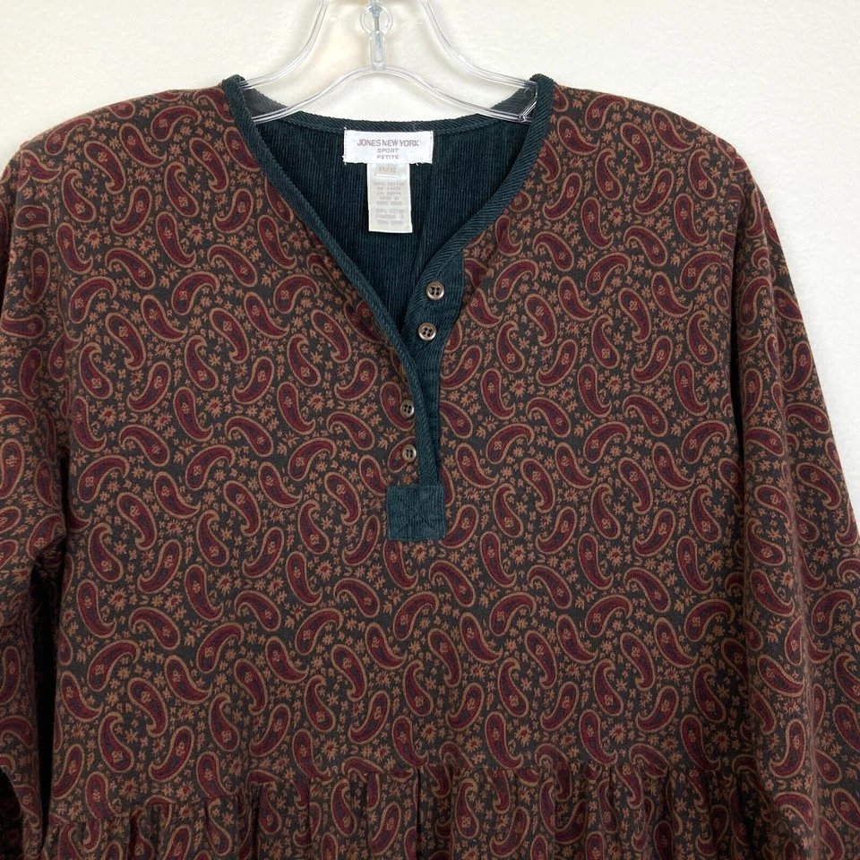 Vestido Maxi Pradera Jones New York De Colección Talla SP Pequeño Marrón Tejido Suave Cabincore Foto 2 de 4