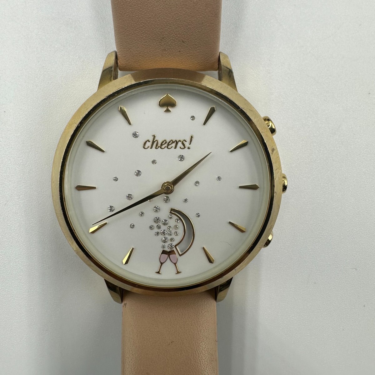 Kate Spade Cheers Hybrid Smart Watch Gold Tone Beige Leather Band
