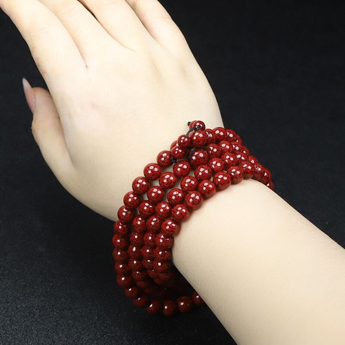 Natural cinnabar Chinese style crystal sand bracelet with 108 Buddhist beads - Picture 5 of 5