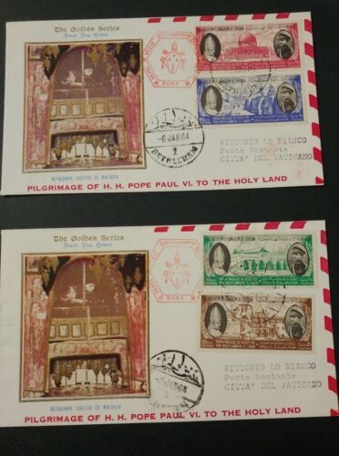 V.RARE POPE VISITS TO PALESTINE 1964 “FLOWN” COVER WITH “OFFICIAL SEAL” VATICAN - Afbeelding 1 van 1