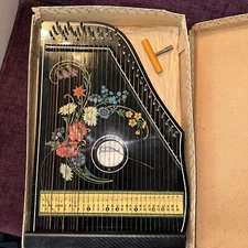 ANTIQ JUBELTONE KONZERT SALON HARFE QUALITATSMARKE ZITHER LAP HARP MUSIC GERMANY