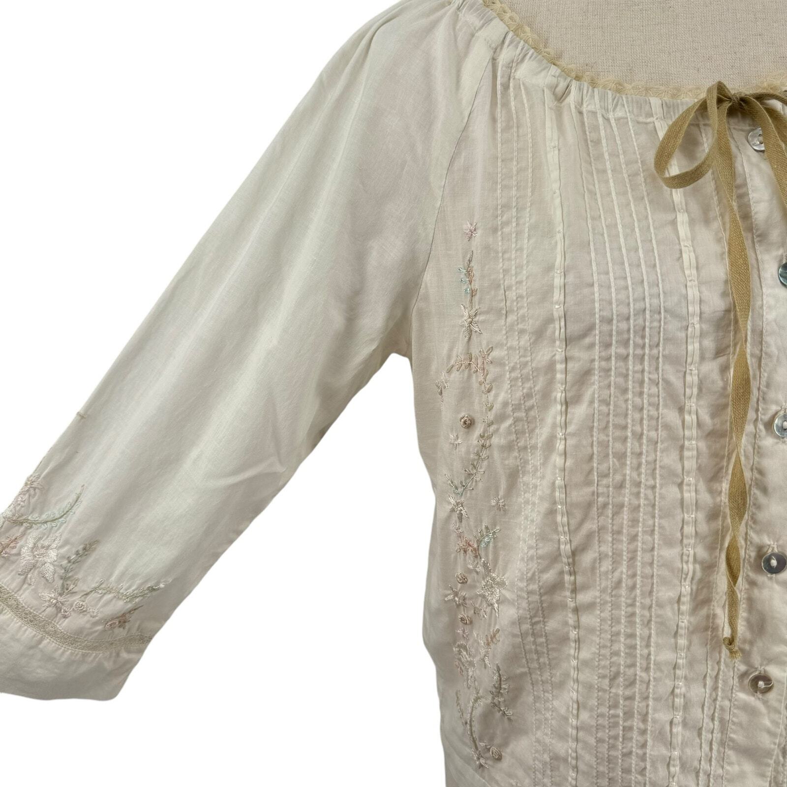 Contrepoint Embroidered Button Down M Vintage Dra… - image 7