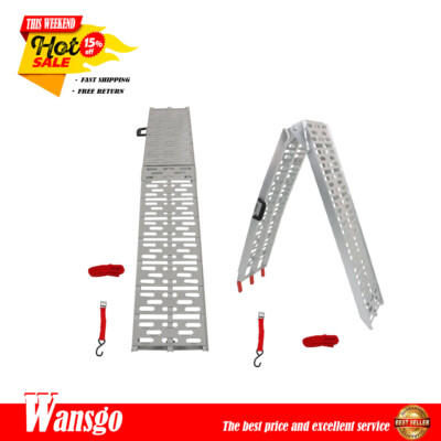 2pcs*7.5 ft Aluminum Arched Motorcycle Truck Lawn Folding Loading Ramps ATV/UTV