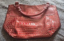 Vtg red Essence of Beauty crocodile leather skin purse