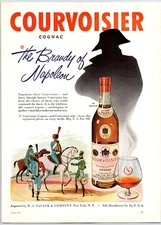 1952 Courvoisier Cognac Brandy of Napoleon Shadow Horseback Vintage Print Ad