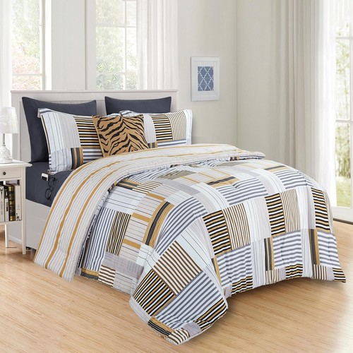 8-Piece Animal Print Reversible Comforter Set - King/Cal King, Gold Splendor - Picture 3 of 9