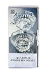 Vintage Set of 2 Crystal Taper Candle Holders Used in Original Box 2 7/8" Long