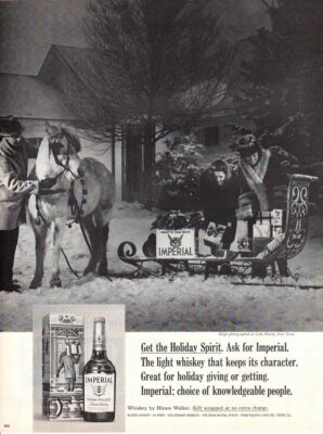 Vintage advertising print Alcohol Hiram Walker Imperial sleigh Lake Placid NY 66
