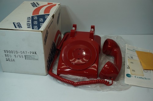 ITT Cortelco Red "Bat Phone" No Dial 890010-047-PAK NIB with Schematic
