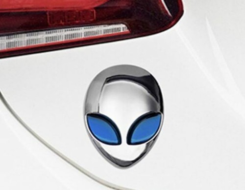 Metall 3D Qualität Alienware Alien Head Auto Aufkleber Emblem - silberblaues Auge - Bild 2 von 3